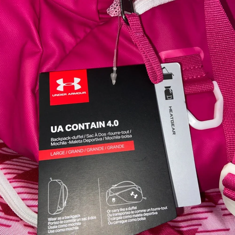 Under Armour UA UAA Grils Contain 4.0 Backpack Duffle Bag Pink Basketball EYBL